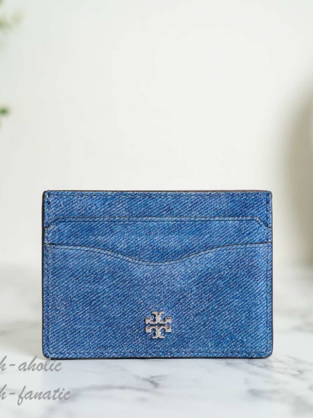 Tory Burch Emerson Slim Card Case in Dark Denim NWT